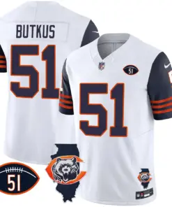 Chicago Bears Nike Throwback Illinois Patch Vapor Stitched Jersey - Navy - Image 31