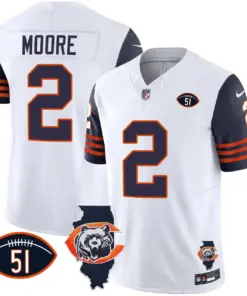 Chicago Bears Nike Throwback Illinois Patch Vapor Stitched Jersey - Navy - Image 33