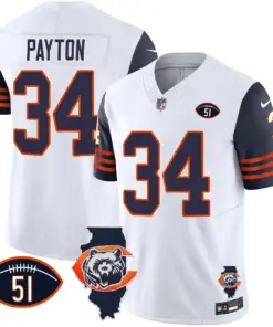 Chicago Bears Nike Throwback Illinois Patch Vapor Stitched Jersey - Navy - Image 34