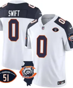 Chicago Bears Nike Throwback Illinois Patch Vapor Stitched Jersey - Navy - Image 37