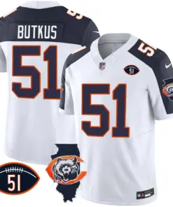 Chicago Bears Nike Throwback Illinois Patch Vapor Stitched Jersey - Navy - Image 38