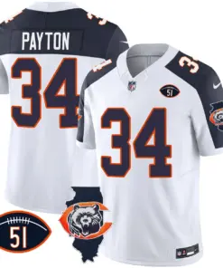Chicago Bears Nike Throwback Illinois Patch Vapor Stitched Jersey - Navy - Image 41
