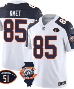 Chicago Bears Nike Throwback Illinois Patch Vapor Stitched Jersey - Navy - Image 42