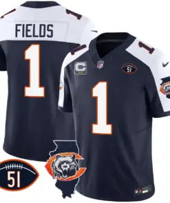 Chicago Bears Nike Throwback Illinois Patch Vapor Stitched Jersey - Navy