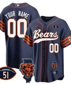 Alternative view of Chicago Bears Nike Illinois Patch Custom Stitched Jersey - Navy