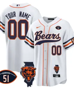 Chicago Bears Nike Illinois Patch Custom Stitched Jersey - Navy - Image 3