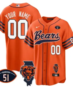 Chicago Bears Nike Illinois Patch Custom Stitched Jersey - Navy - Image 4