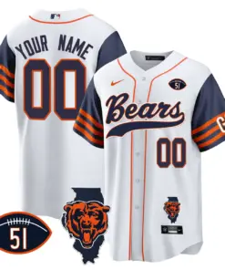 Chicago Bears Nike Illinois Patch Custom Stitched Jersey - Navy - Image 5