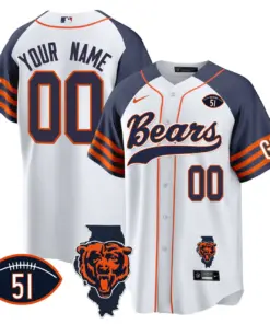Chicago Bears Nike Illinois Patch Custom Stitched Jersey - Navy - Image 6