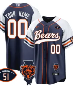 Chicago Bears Nike Illinois Patch Custom Stitched Jersey - Navy