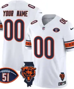 Alternative view of Chicago Bears Nike Illinois & Dick Butkus Patch Vapor Custom Limited Stitched Jersey - Navy