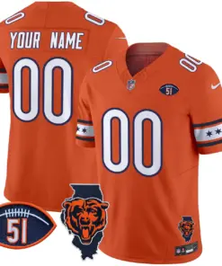 Chicago Bears Nike Illinois & Dick Butkus Patch Vapor Custom Limited Stitched Jersey - Navy - Image 3