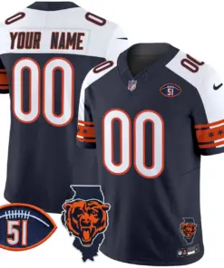 Chicago Bears Nike Illinois & Dick Butkus Patch Vapor Custom Limited Stitched Jersey - Navy - Image 4