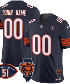 Chicago Bears Nike Illinois & Dick Butkus Patch Vapor Custom Limited Stitched Jersey - Navy
