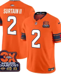 Alternative view of Nix Denver Broncos Nike 3x Patch Colorado Flag Vapor Limited Stitched Jersey - Orange