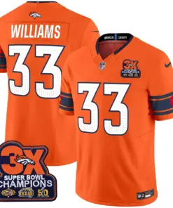 Nix Denver Broncos Nike 3x Patch Colorado Flag Vapor Limited Stitched Jersey - Orange - Image 4