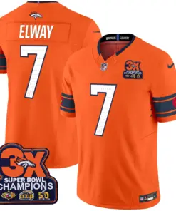 Nix Denver Broncos Nike 3x Patch Colorado Flag Vapor Limited Stitched Jersey - Orange - Image 6