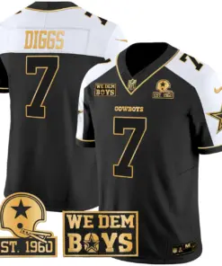 Micah Parsons Dallas Cowboys Nike Est. 1960 & We Dem Boyz Patch Gold Vapor Limited Stitched Jersey - Black - Image 4