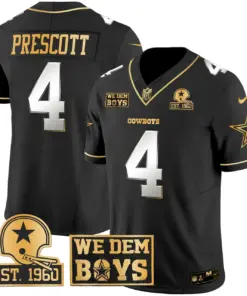 Micah Parsons Dallas Cowboys Nike Est. 1960 & We Dem Boyz Patch Gold Vapor Limited Stitched Jersey - Black - Image 9