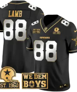Micah Parsons Dallas Cowboys Nike Est. 1960 & We Dem Boyz Patch Gold Vapor Limited Stitched Jersey - Black - Image 10