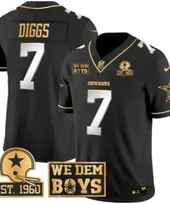 Micah Parsons Dallas Cowboys Nike Est. 1960 & We Dem Boyz Patch Gold Vapor Limited Stitched Jersey - Black - Image 11