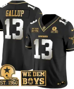 Micah Parsons Dallas Cowboys Nike Est. 1960 & We Dem Boyz Patch Gold Vapor Limited Stitched Jersey - Black - Image 13