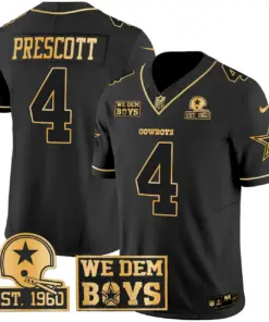 Micah Parsons Dallas Cowboys Nike Est. 1960 & We Dem Boyz Patch Gold Vapor Limited Stitched Jersey - Black - Image 16
