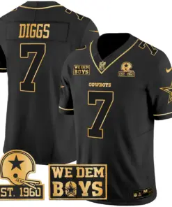 Micah Parsons Dallas Cowboys Nike Est. 1960 & We Dem Boyz Patch Gold Vapor Limited Stitched Jersey - Black - Image 18