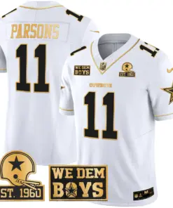 Micah Parsons Dallas Cowboys Nike Est. 1960 & We Dem Boyz Patch Gold Vapor Limited Stitched Jersey - Black - Image 22