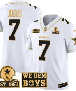 Micah Parsons Dallas Cowboys Nike Est. 1960 & We Dem Boyz Patch Gold Vapor Limited Stitched Jersey - Black - Image 25