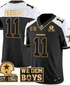 Micah Parsons Dallas Cowboys Nike Est. 1960 & We Dem Boyz Patch Gold Vapor Limited Stitched Jersey - Black