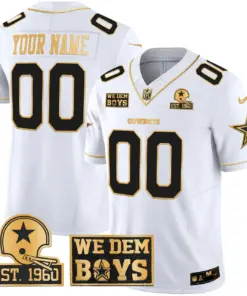 Dallas Cowboys Nike Est. 1960 & We Dem Boyz Patch Gold Vapor Custom Limited Stitched Jersey - Black - Image 4