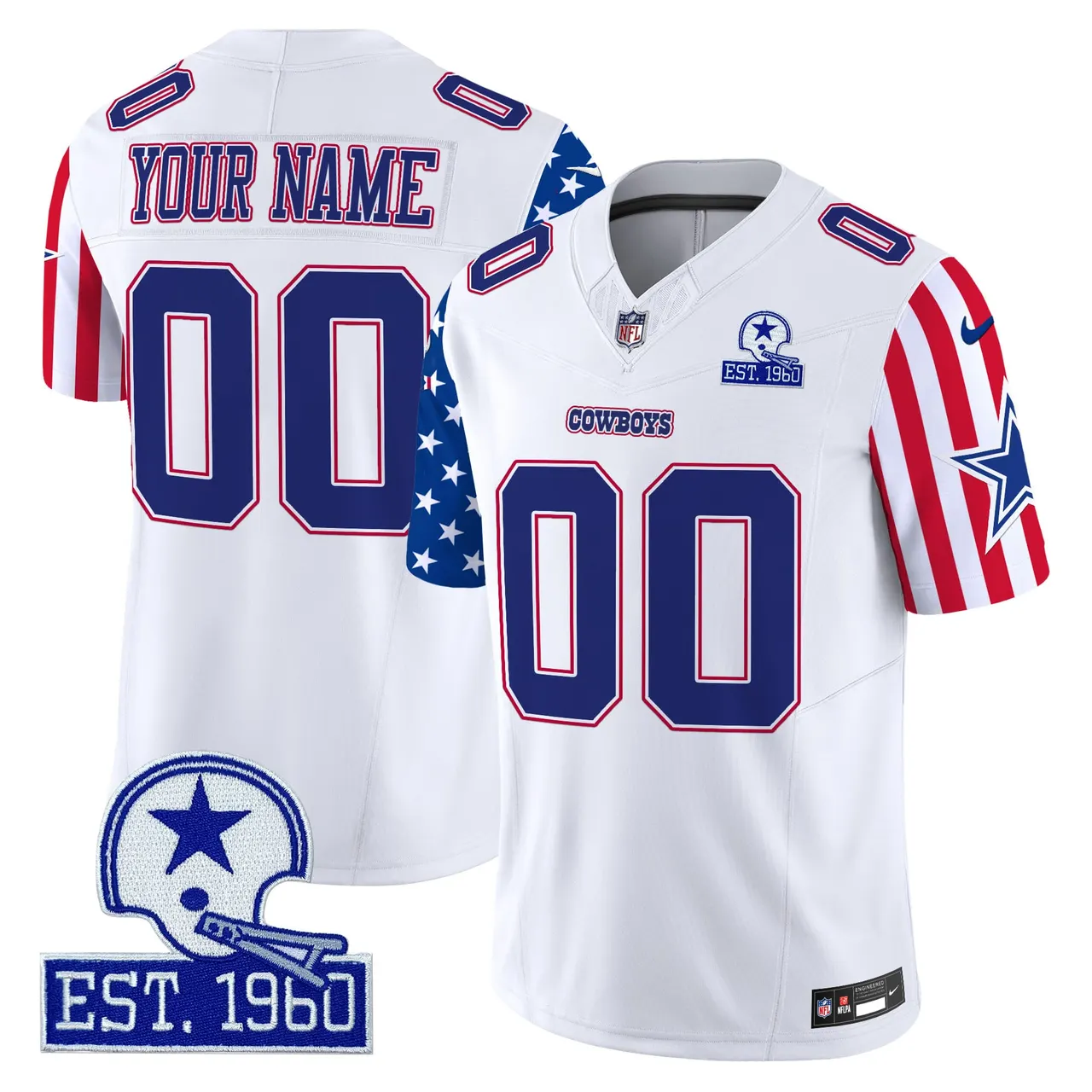 American Style Dallas Cowboys Nike Vapor Custom Limited Stitched Jersey - White