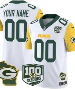 Alternative view of Green Bay Packers Nike Home 100th Season Patch Cheese Vapor Custom Limited Stitched Jersey - Kelly Green