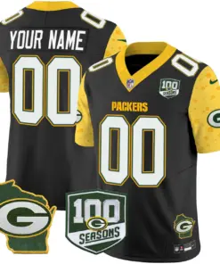 Green Bay Packers Nike Home 100th Season Patch Cheese Vapor Custom Limited Stitched Jersey - Kelly Green - Image 3