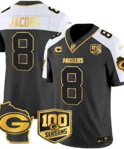 Alternative view of Green Bay Packers Nike Home 100th Season Patch Gold Vapor Limited Stitched Jersey - Anthracite
