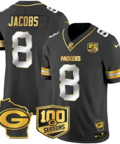 Green Bay Packers Nike Home 100th Season Patch Gold Vapor Limited Stitched Jersey - Anthracite - Image 9