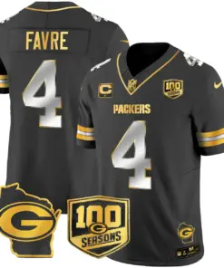 Green Bay Packers Nike Home 100th Season Patch Gold Vapor Limited Stitched Jersey - Anthracite - Image 13
