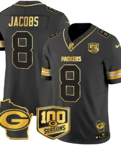 Green Bay Packers Nike Home 100th Season Patch Gold Vapor Limited Stitched Jersey - Anthracite - Image 16