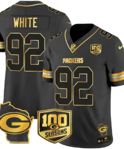 Green Bay Packers Nike Home 100th Season Patch Gold Vapor Limited Stitched Jersey - Anthracite - Image 21
