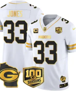 Green Bay Packers Nike Home 100th Season Patch Gold Vapor Limited Stitched Jersey - Anthracite - Image 25