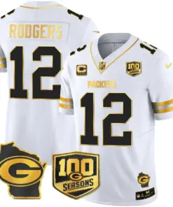 Green Bay Packers Nike Home 100th Season Patch Gold Vapor Limited Stitched Jersey - Anthracite - Image 26