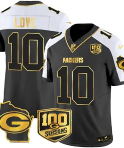 Green Bay Packers Nike Home 100th Season Patch Gold Vapor Limited Stitched Jersey - Anthracite