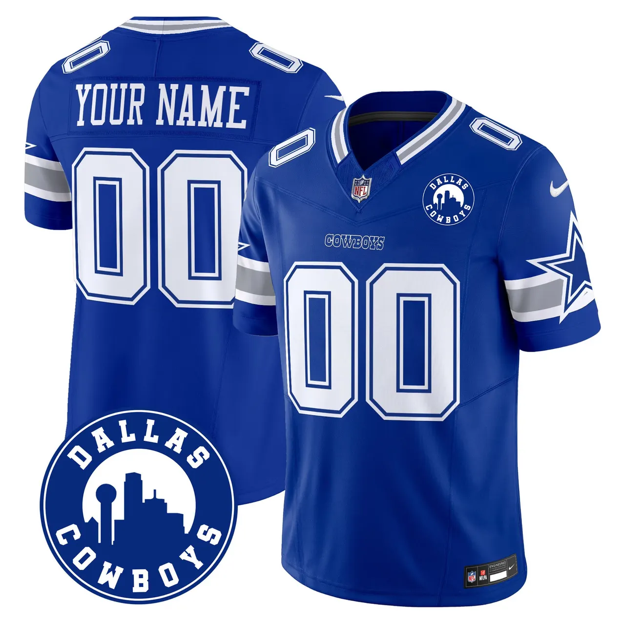Dallas Cowboys Nike City Patch Vapor Custom Limited Stitched Jersey - Navy - Image 2