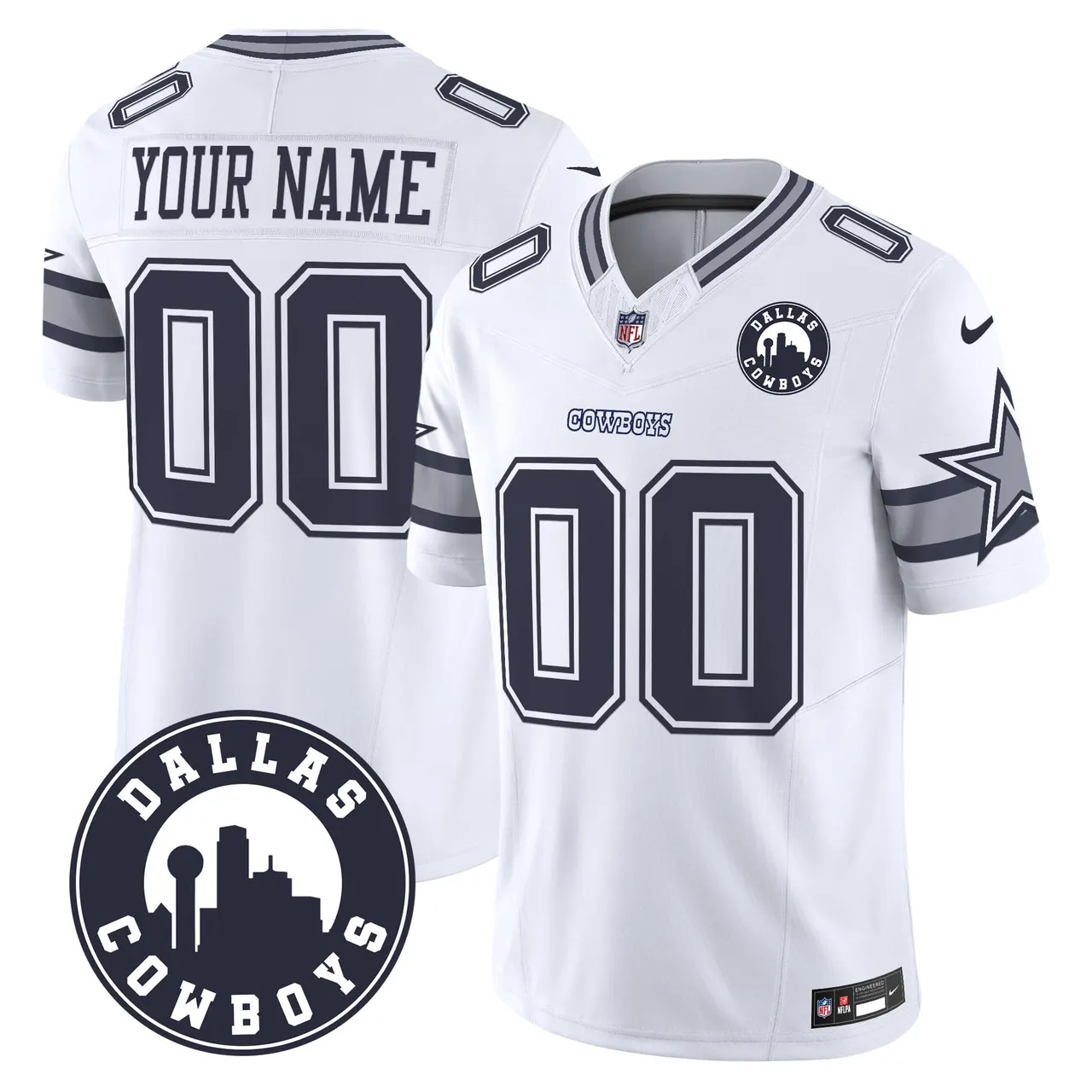 Dallas Cowboys Nike City Patch Vapor Custom Limited Stitched Jersey - Navy - Image 3