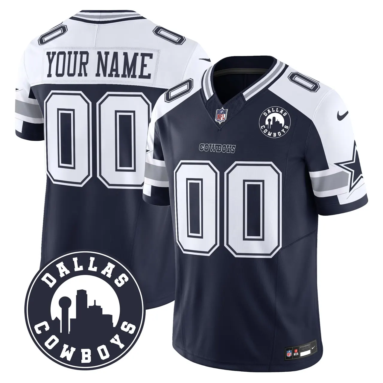 Dallas Cowboys Nike City Patch Vapor Custom Limited Stitched Jersey - Navy - Image 4