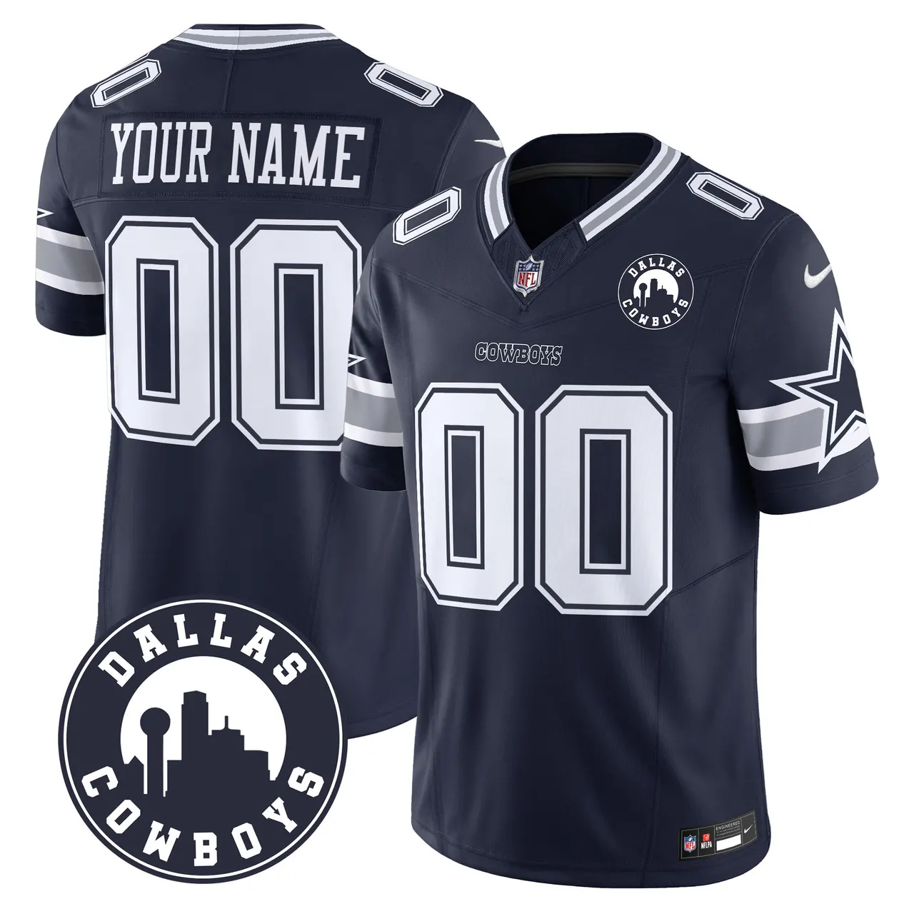 Dallas Cowboys Nike City Patch Vapor Custom Limited Stitched Jersey - Navy