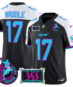 Alternative view of Tua Tagovailoa Miami Dolphins Nike Dan the Man Record Breaker Patch Vapor Limited Stitched Jersey - Black