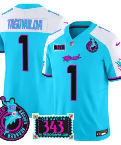 Tua Tagovailoa Miami Dolphins Nike Dan the Man Record Breaker Patch Vapor Limited Stitched Jersey - Black - Image 9