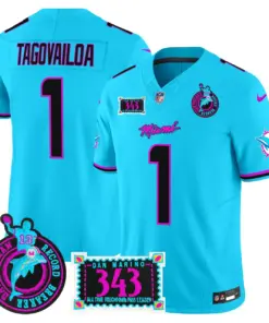 Tua Tagovailoa Miami Dolphins Nike Dan the Man Record Breaker Patch Vapor Limited Stitched Jersey - Black - Image 17